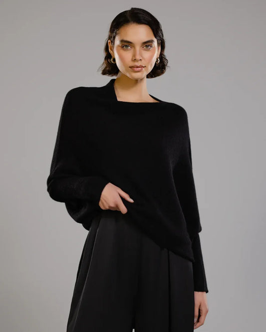 Top asymétrique en maille – Noir