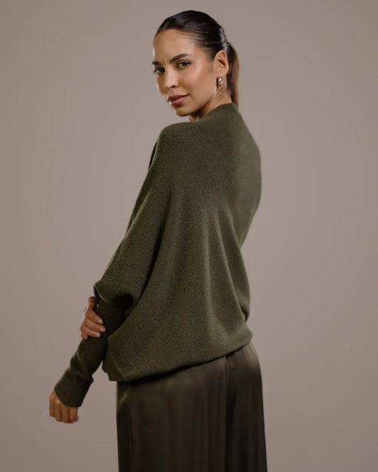 Top asymétrique en maille – Kaki