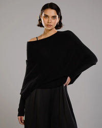 Top asymétrique en maille – Noir