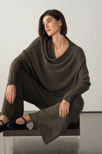 Top asymétrique en maille – Kaki
