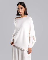 Top asymétrique en maille – Ivoire