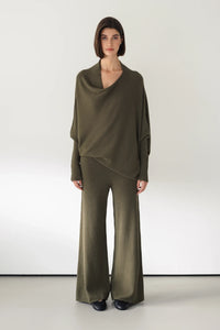 Top asymétrique en maille – Kaki